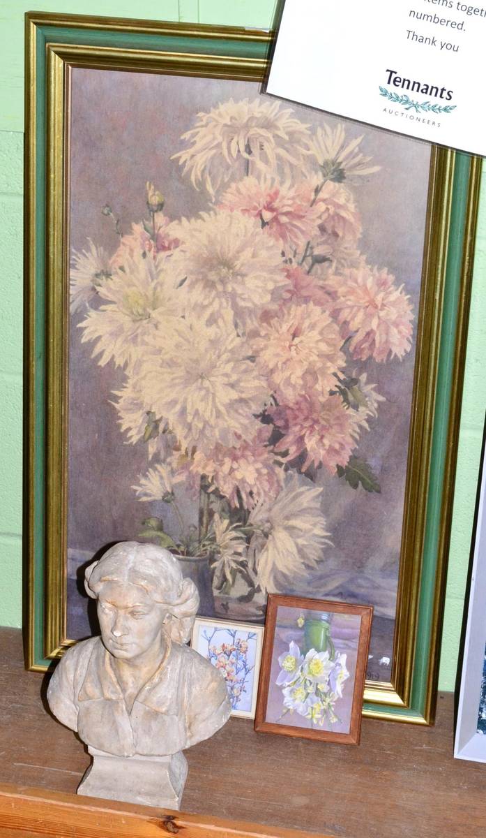 Lot 1172 - Bertha Fowle (1895-1965) ARCA, ARWS, ARMS, Still life of anemones in a blue glazed vase, signed and