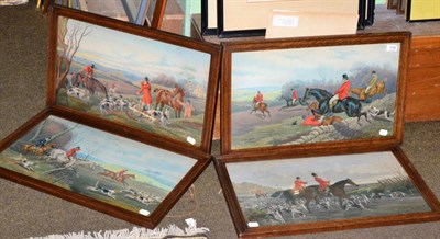 Lot 1196 - A set of four Victorian hunting prints, in oak frames (4)