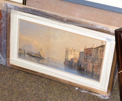 Lot 1200 - Attributed to George Arthur Fripp, RWS (1813-1896) Shipping on a canal, Venice, signed and...