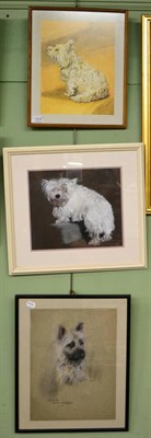 Lot 1204 - Maude West Watson (exh. 1886-1938) study of a terrier, signed, charcoal and chalk; together...