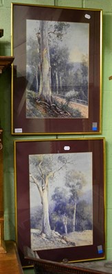 Lot 1216 - William Lister Lister (Australian 1859-1943) gum trees, signed, pair of watercolours (2)