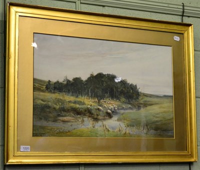 Lot 1220 - Dorothy (Lewis) Cox (c.1882) Shepherd and sheep before a river in a wooded landscape, signed,...