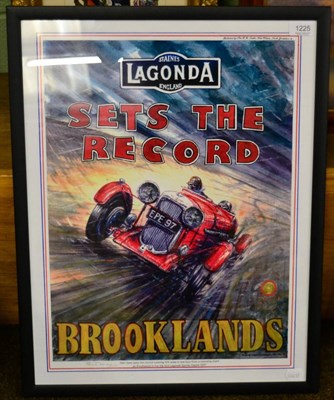 Lot 1225 - Phil May rare signed poster print ";Lagonda Sets the Record at Brooklands"