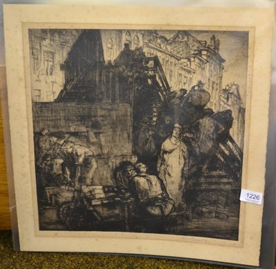 Lot 1226 - Sir Frank Brangwyn RA HRSA RSW RWS PRBA RE HRMS ROI (1867-1956) ''Temporary Wooden Bridges at...