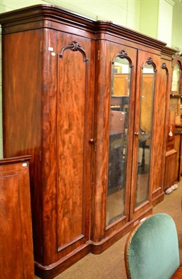 Lot 1253 - Impressive mahogany mirror fronted wardrobe