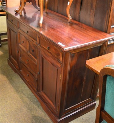 Lot 1255 - Mahogany cabinet fitted with an arrangement of doors and drawers