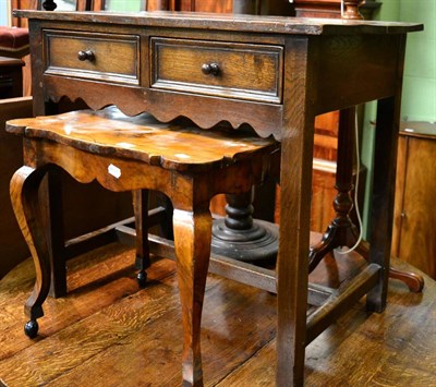 Lot 1258 - Oak side table fitted with two drawers