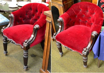 Lot 1286 - Pair of Victorian mahogany button back tub chairs