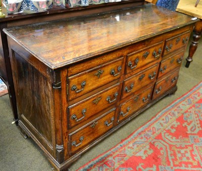 Lot 1317 - An 18th century oak and mahogany crossbanded dresser base (converted) 154cm wide&nbsp