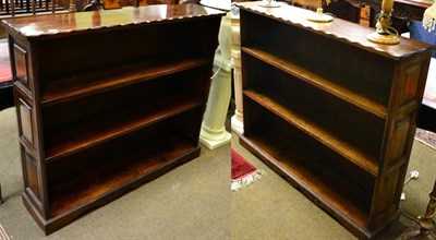 Lot 1324 - Matched pair of oak open bookshelves