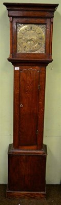 Lot 1340 - An oak thirty hour longcase clock, signed Webster, Salop, circa 1750, flat top pediment,...