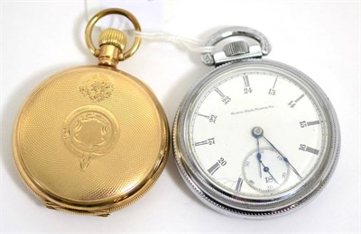 Lot 72 - A gold plated Elgin pocket watch and a Elgin Nat'l Watch Co locomotive pocket watch