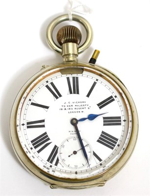 Lot 85 - A nickel plated J.C. Vickery goliath pocket watch