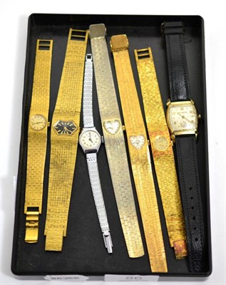 Lot 86 - A Bulova wristwatch and six lady's wristwatches signed Rotary, Tissot, Oris Limit etc (7)