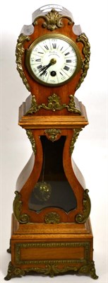 Lot 133 - An 18th century style French miniature longcase clock, Roman enamel dial , gilt mounts