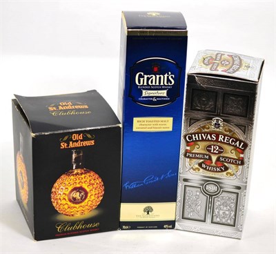 Lot 138 - Three bottles of blended whisky comprising: Chivas Regal 12 Year Old; Grants Signature; Old St...