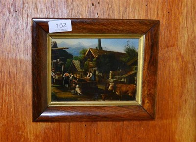 Lot 152 - Small Tyrolean oil painting with rosewood frame