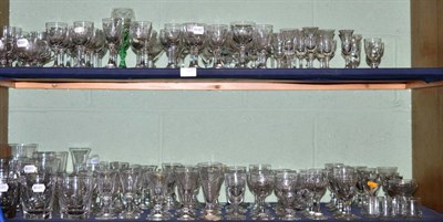 Lot 166 - A large accumulation of 19th and 20th century stem glassware including numerous slice cut...