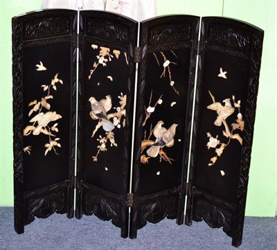 Lot 188 - A Japanese Meiji period ivory and mother of pearl inlaid four fold screen