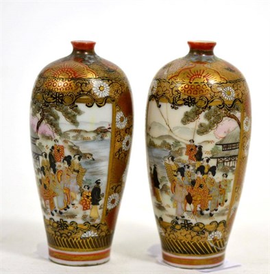 Lot 194 - A pair of 20th century Japanese satsuma vases, circa 1910