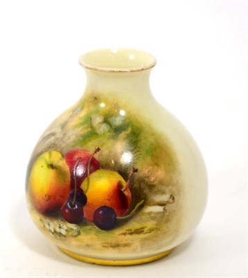 Lot 204 - A Royal Worcester squat vase of fruit, signed by Ricketts