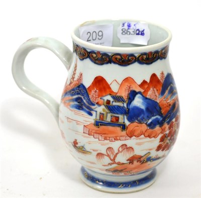 Lot 209 - An 18th century Chinese export tankard, later painted