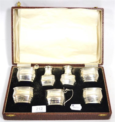 Lot 212 - A cased, silver condiment set, case stamped John Dyson & sons