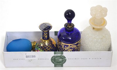 Lot 214 - Spode scent bottle, two 19th century glass scents and three others