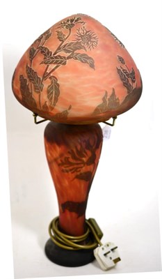 Lot 238 - A Cameo Glass lamp, decorated with thistles, 52cm