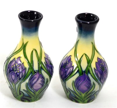 Lot 258 - A pair of modern Moorcroft vases, numbered 119 and 121, 14cm (boxed)&nbsp