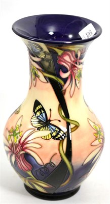 Lot 262 - A modern Moorcroft ";Longwing"; pattern vase, designed by Sian Leeper, numbered 113, 23.5cm (boxed)