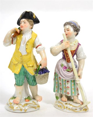 Lot 290 - A pair of Meissen figures Spring and Autumn