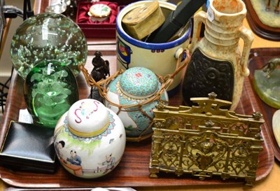 Lot 316 - A group including two Victorian Sunderland dump paperweights, Studio pottery etc (qty)