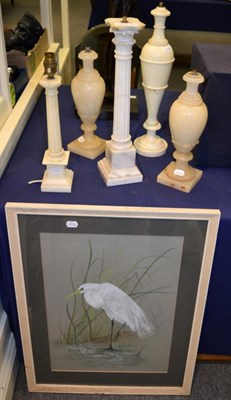 Lot 341 - Attributed to Helen Clifford (20th century), Great White Heron, watercolour, singed 'Helen'...