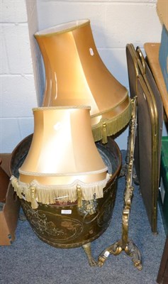 Lot 1013 - Two spark guards and two table lamps