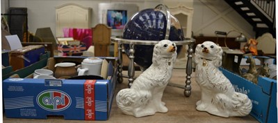 Lot 1031 - A reproduction globe, a pair of Staffordshire dogs, Denby dinner/tea wares, Poole pottery...