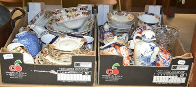 Lot 1038 - A quantity of ceramic and glasswares including Imari, etc (two boxes)