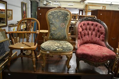 Lot 1082 - A child's Windsor chair (a.f.) and two French period style chairs (3)