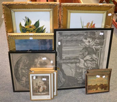 Lot 1114 - A group of 19th century prints and engravings together with two still life's of flowers