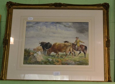 Lot 1131 - English School (19th/20th century) Richard Beavis, Prized cattle with a gentleman on horseback,...