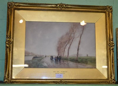 Lot 1136 - William Tatton Winter (1855-1928) ";Wet day, Flanders";, signed, pencil and watercolour