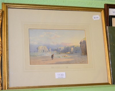 Lot 1139 - J H Mole, Shore scene with figure, watercolour, signed