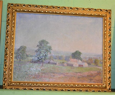 Lot 1145 - Arthur Bateman (20th century) A farmstead in an open landscape, signed and dated (19)48, oil on...