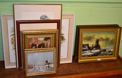 Lot 1148 - Two 20th century oil on board Dutch scenes signed Breedneld, two artist signed prints, a Dutch...