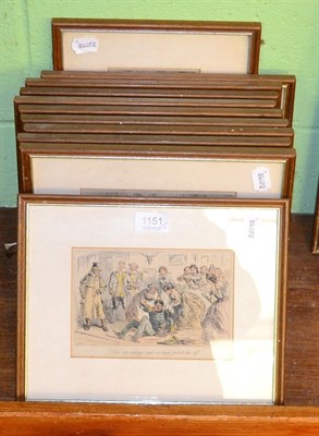 Lot 1151 - After John Leech and another eleven handcoloured book plates, frames and signed (11)