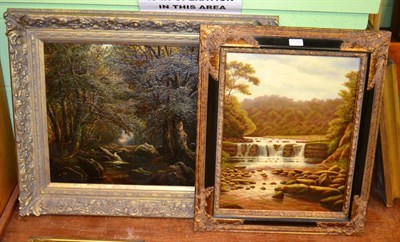 Lot 1155 - Follower of Mellor, A wooded landscape, bears signature, oil on canvas, together with an oil of...