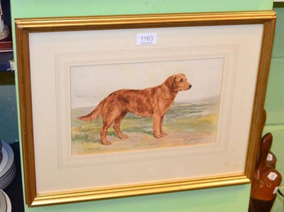 Lot 1163 - Richard Binks (20th century) ";Grouse"; A golden retriever in an open landscape, signed,...