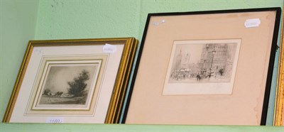 Lot 1169 - After Albany Howard (1872-1936) two etchings of rural scenes, pencil signed, 10cm x 13cm and 10cm x