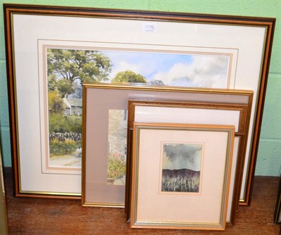 Lot 1176 - Anita Hall, Sheep on a lane in a Dales village, together with four other watercolours by...