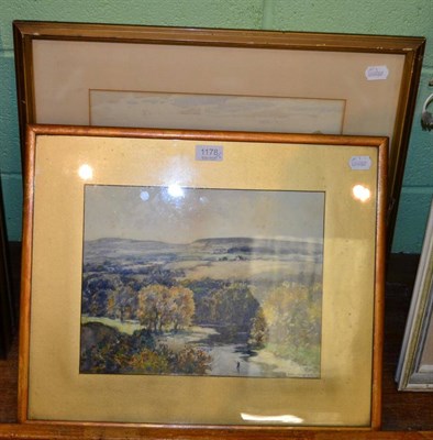 Lot 1178 - George Graham (1882-1949) A view of Bolton Castle with cornstooks in the foregorund, signed and...